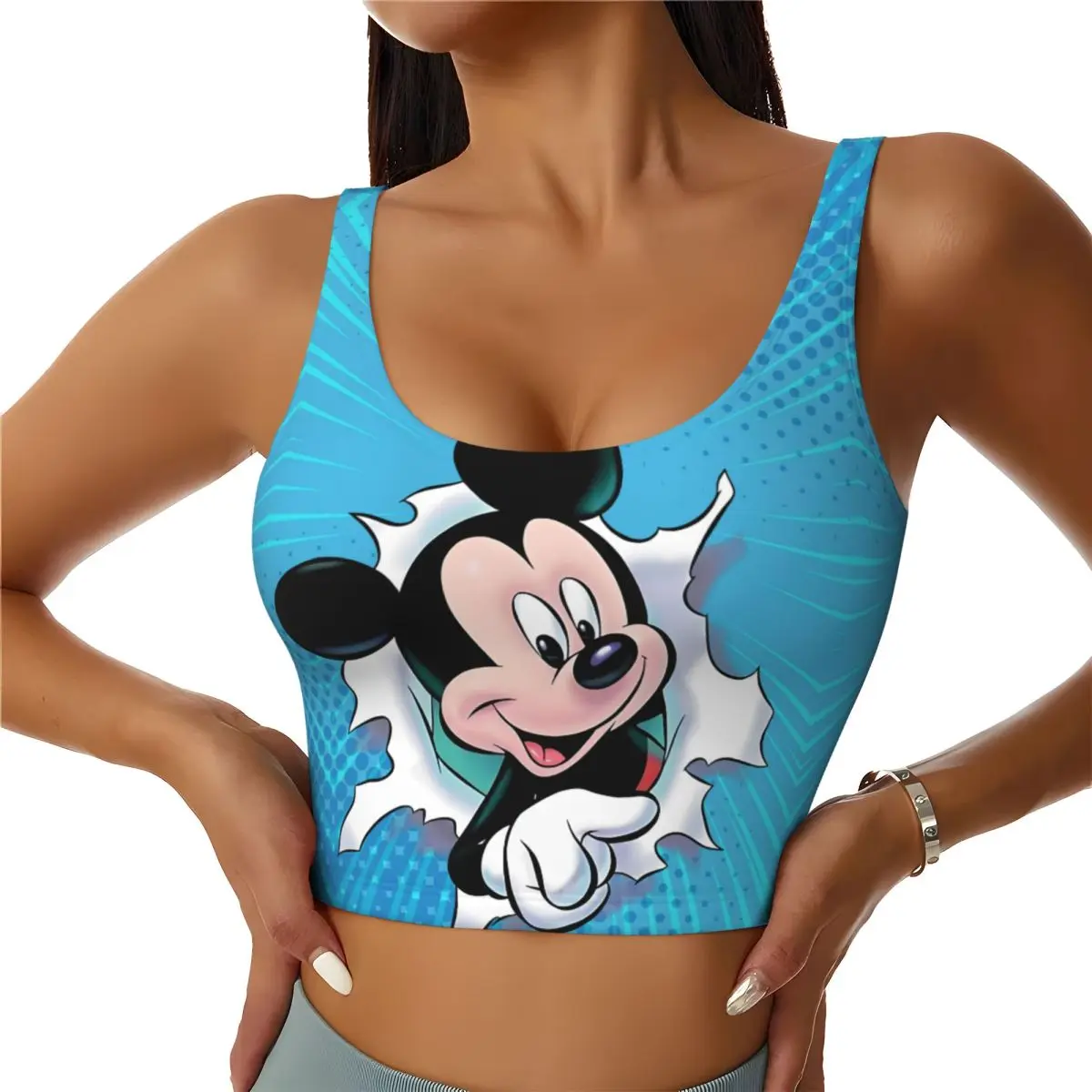 Ударопрочные спортивные бюстгальтеры с Микки Маусом на заказ, женские классические бесшовные укороченные топы на бретелях для тренировок и бега
Ударопрочные спортивные бюстгальтеры с Микки Маусом на заказ, женские классические бесшовные укороченные топы на бретелях для тренировок и бега