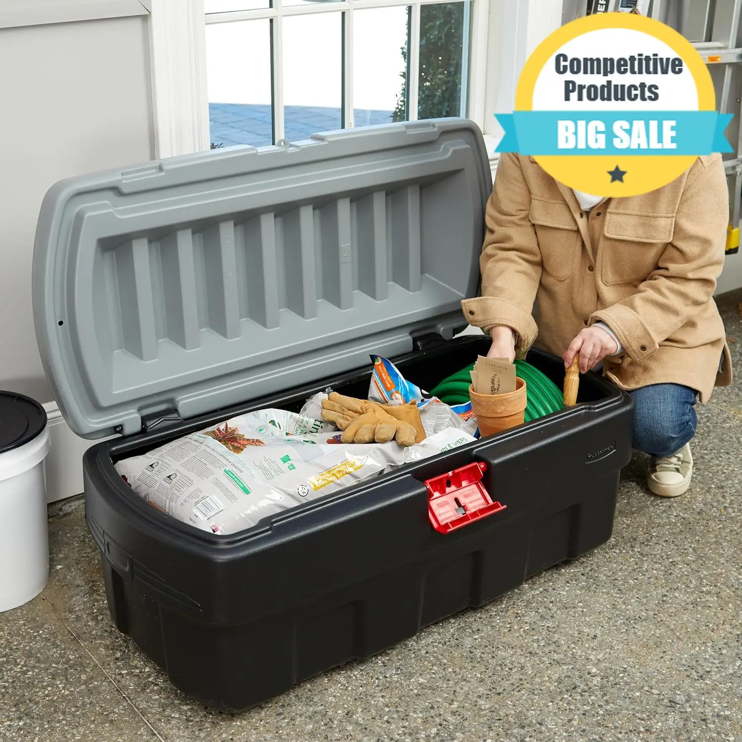 Durable 48 Gallon Black Action Packer Lockable Latch Indoor And Outdoor Storage Box Container For Home, Garage, Backyard, Single
Durable 48 Gallon Black Action Packer Lockable Latch Indoor And Outdoor Storage Box Container For Home, Garage, Backyard, Single