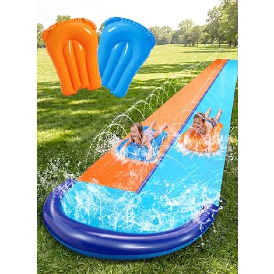 Backyard double water slides for summer outdoor use, heavy-duty PVC material, blue and yellow color, includes sprinkler and 2 i
Backyard double water slides for summer outdoor use, heavy-duty PVC material, blue and yellow color, includes sprinkler and 2 i