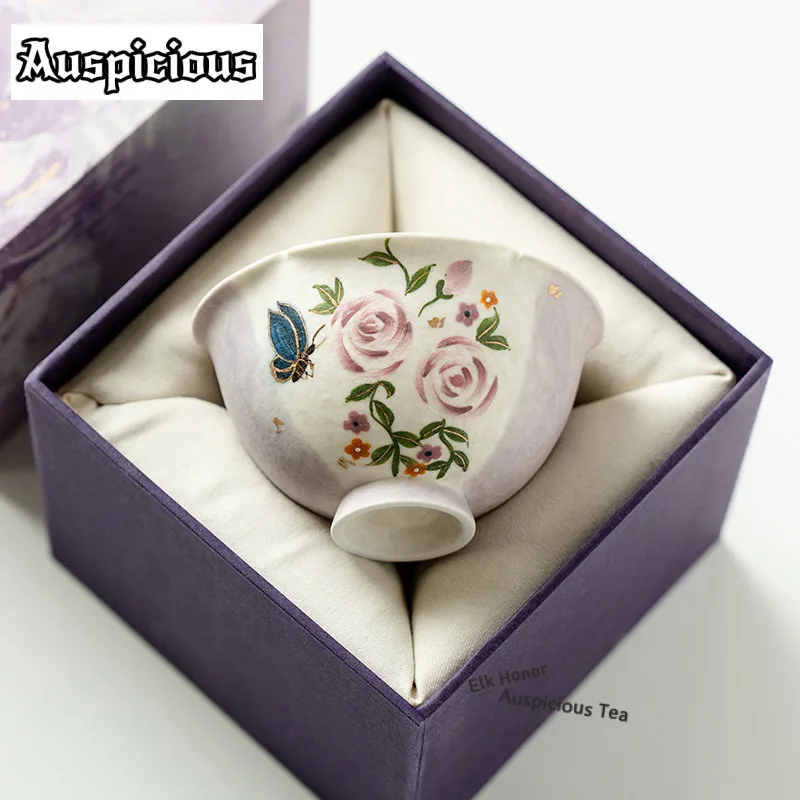 90ml Pure Hand-painted Butterfly Rose Petal Teacup Tea Bowl Single Cups Tea-tasting Smelling Cup Chazhan Master Cup Tea Services
90ml Pure Hand-painted Butterfly Rose Petal Teacup Tea Bowl Single Cups Tea-tasting Smelling Cup Chazhan Master Cup Tea Services