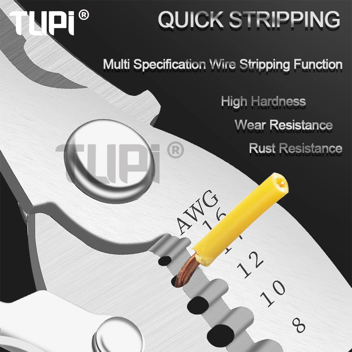 Портативные кусачки TUPI для электрика, обжимные клещи, многофункциональные плоскогубцы, кусачки для зачистки, ножницы для электрика, ручные инструменты
Портативные кусачки TUPI для электрика, обжимные клещи, многофункциональные плоскогубцы, кусачки для зачистки, ножницы для электрика, ручные инструменты