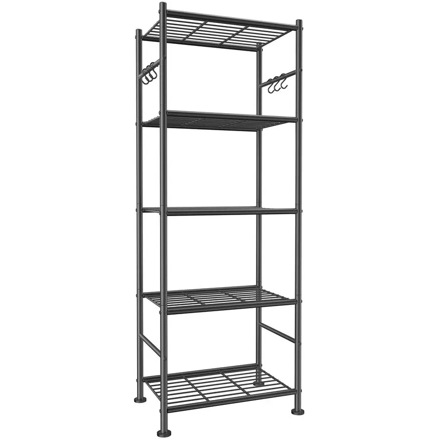 Storage Shelves 5Tier Large Capacity Shelf Organizer with Hooks, HeavyDuty Garage Shelving with Leveling Feet, WobbleFree Rack
Storage Shelves 5Tier Large Capacity Shelf Organizer with Hooks, HeavyDuty Garage Shelving with Leveling Feet, WobbleFree Rack