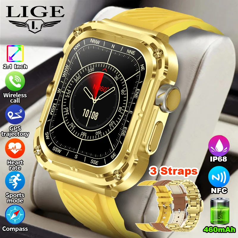 LIGE GPS Tracker Smart Watch Compass NFC 460mAh Battery 2.1'' HD Display Men Smartwatch Military Outdoor Sports 2025 New Watches
LIGE GPS Tracker Smart Watch Compass NFC 460mAh Battery 2.1'' HD Display Men Smartwatch Military Outdoor Sports 2025 New Watches