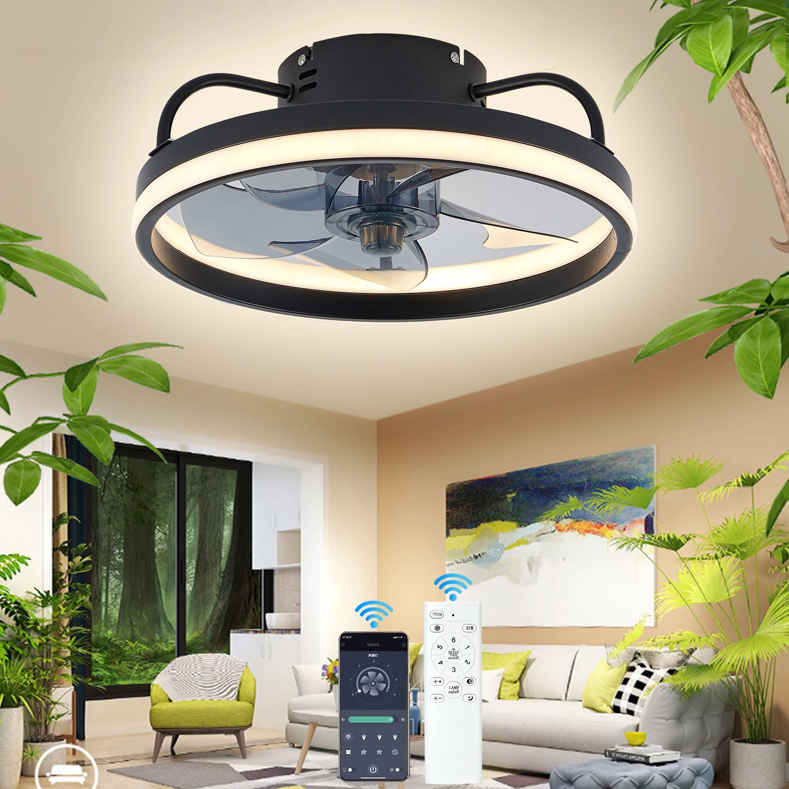 Modern Ceiling Fan Light LED Remote-Controlled App Dimmable For Living Room Dining Room Office Bedroom Study Apartment Home Lamp
Modern Ceiling Fan Light LED Remote-Controlled App Dimmable For Living Room Dining Room Office Bedroom Study Apartment Home Lamp