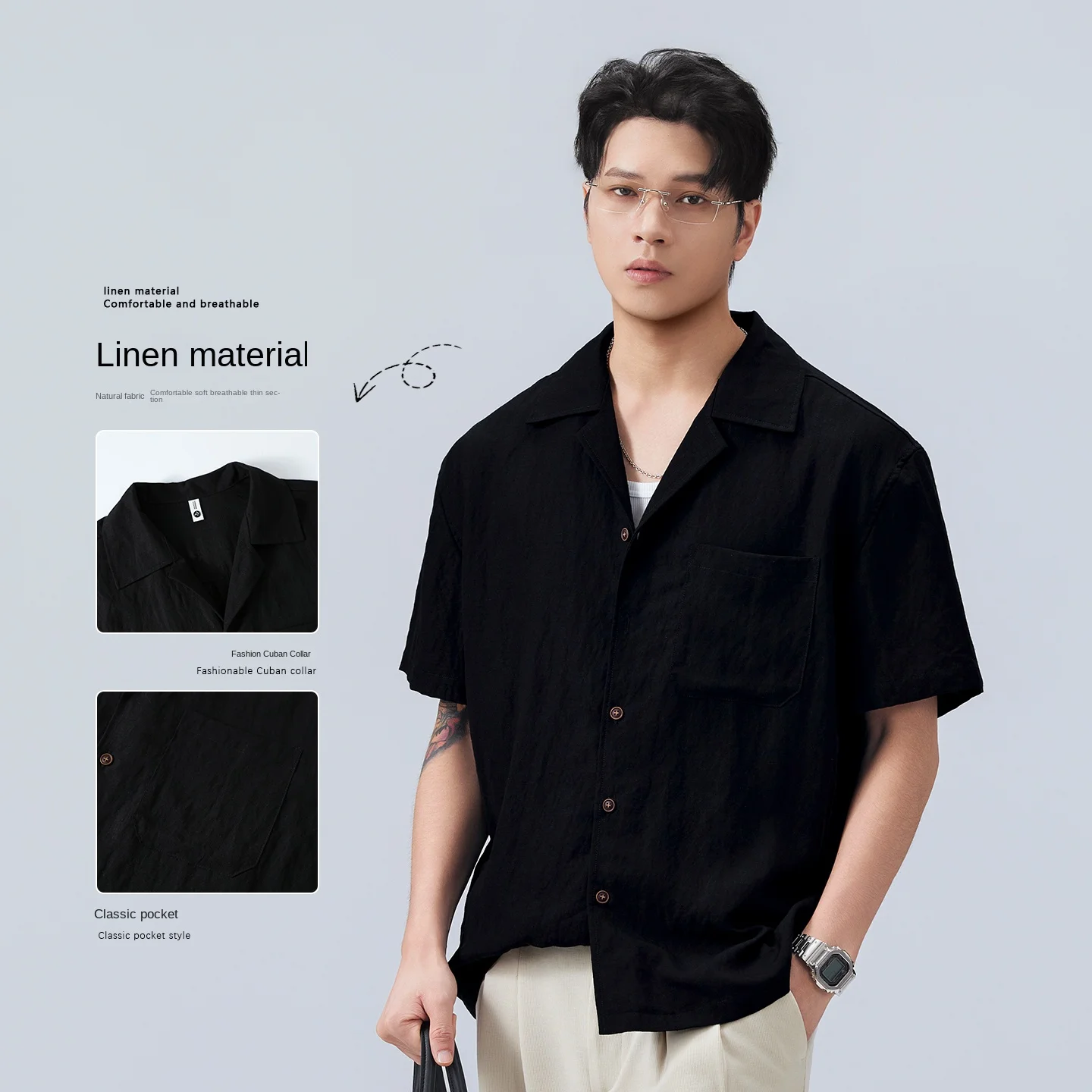 Summer Breathable Lyocell Short Sleeve Male Shirts Casual Linen Style Simple Cuban Collar Solid Tops for Men
Summer Breathable Lyocell Short Sleeve Male Shirts Casual Linen Style Simple Cuban Collar Solid Tops for Men