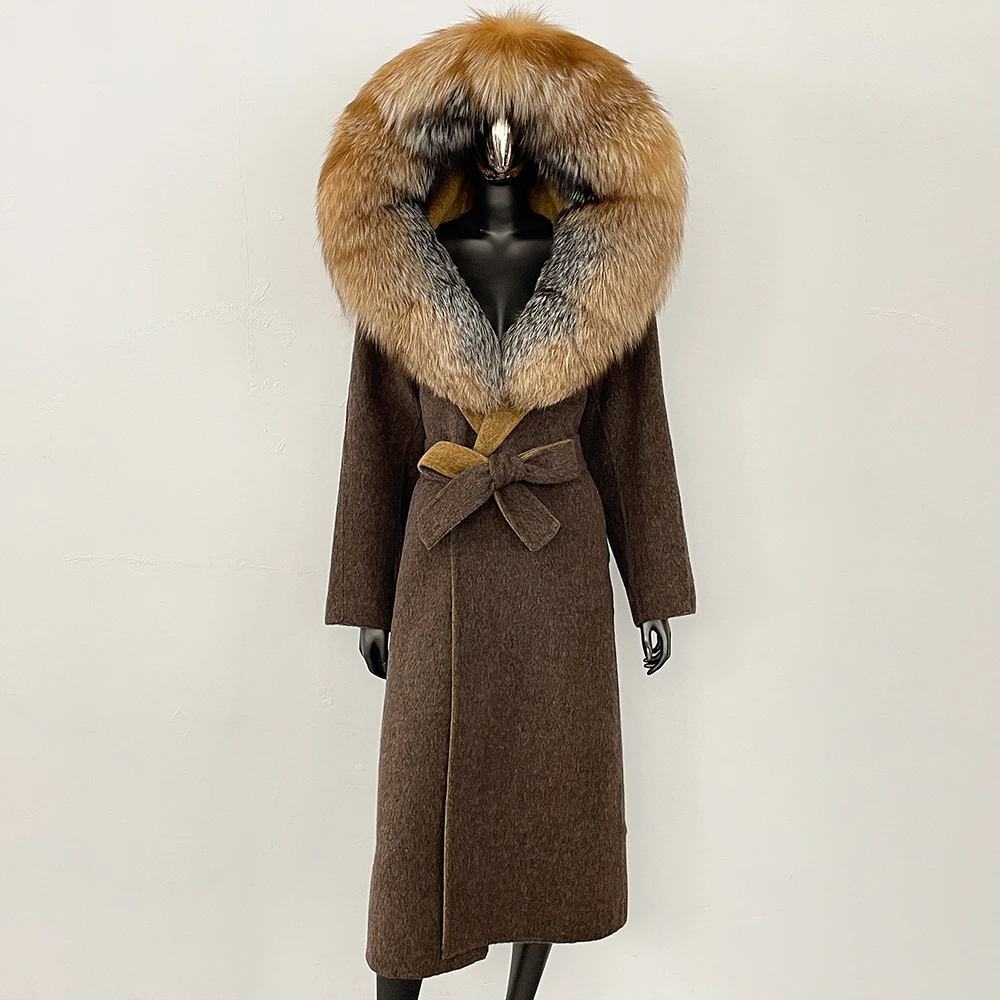 Reality Fur Jacket Belt Women Wool Jacket Fashion Long Hooded New Autumn Winter Clothes Long Sleeves Real Fox Fur Coat Female
Reality Fur Jacket Belt Women Wool Jacket Fashion Long Hooded New Autumn Winter Clothes Long Sleeves Real Fox Fur Coat Female