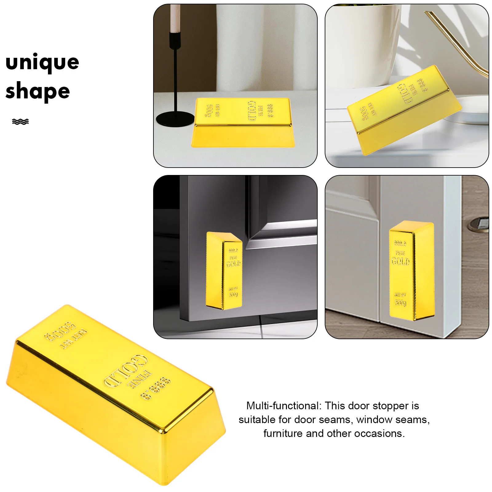 Golden Brick Stopper ABS Plastic Home Cute Door Stops Decor Wedge Fake Gold Bars Door Block Unique Stoppers
Golden Brick Stopper ABS Plastic Home Cute Door Stops Decor Wedge Fake Gold Bars Door Block Unique Stoppers