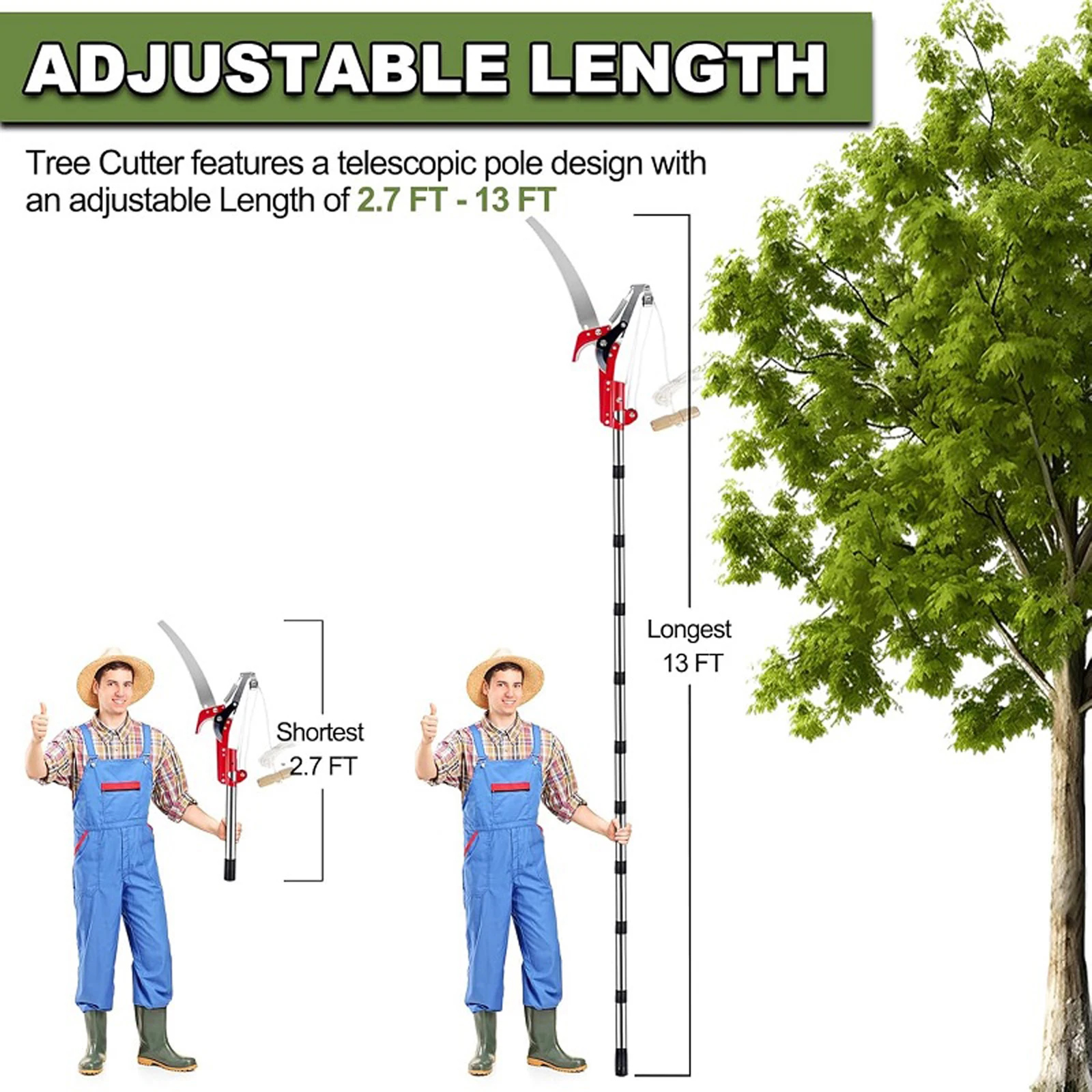 13ft Garden Secateurs with Handle Extendable Splicing Rod Trimming Tool for Trees Branches Cutting and Fruit Picking
13ft Garden Secateurs with Handle Extendable Splicing Rod Trimming Tool for Trees Branches Cutting and Fruit Picking