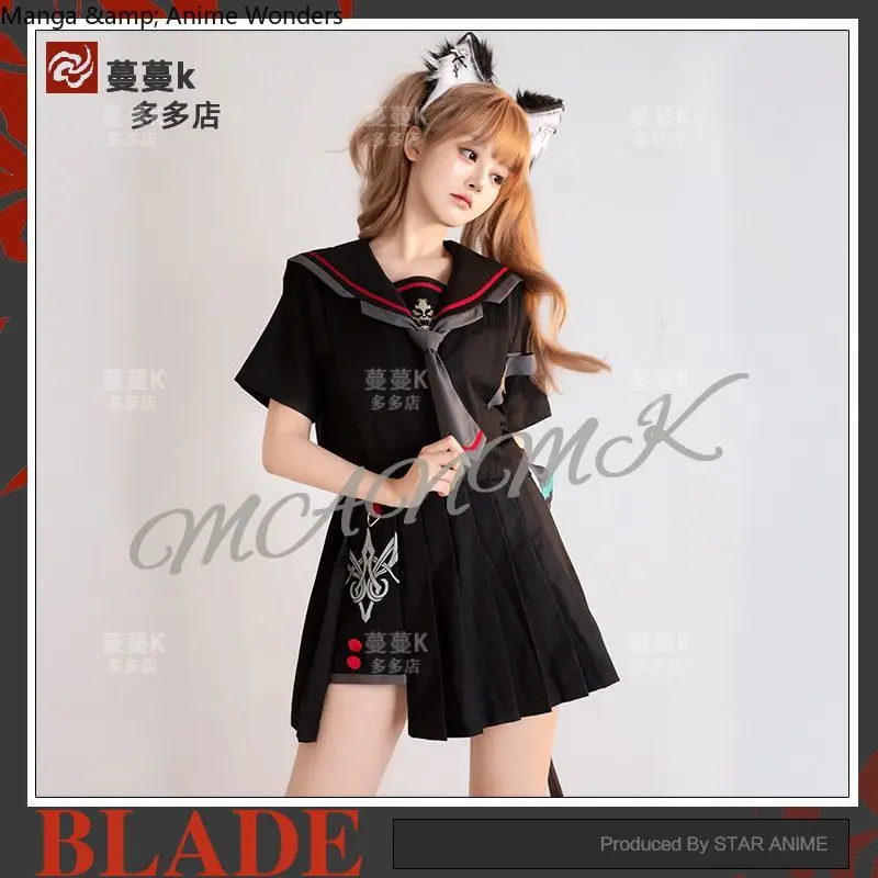 Аниме Honkai Star Rail Blade, футболка для косплея, плиссированная юбка, костюм моряка, комплект JK, униформа, милый женский игровой костюм для девочек
Аниме Honkai Star Rail Blade, футболка для косплея, плиссированная юбка, костюм моряка, комплект JK, униформа, милый женский игровой костюм для девочек