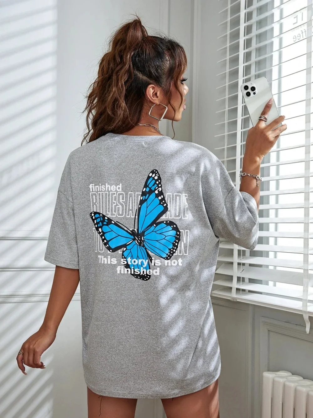 Art Word and Blue Butterfly Printed Women T-Shirt Casual Cotton Short Sleeve Breathable Summer T Shirt Street Clothing
Art Word and Blue Butterfly Printed Women T-Shirt Casual Cotton Short Sleeve Breathable Summer T Shirt Street Clothing