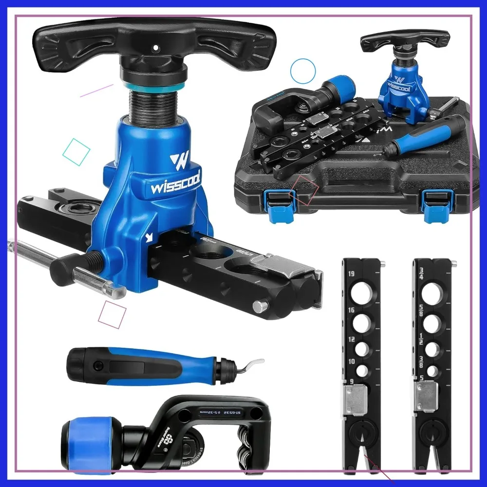 5-in-1 Copper Pipe Flaring Tool Kit, 45° Eccentric Dies, Clutch Deburring Cutter for 1/4"-3/4" and 6-19mm Tubes
5-in-1 Copper Pipe Flaring Tool Kit, 45° Eccentric Dies, Clutch Deburring Cutter for 1/4"-3/4" and 6-19mm Tubes