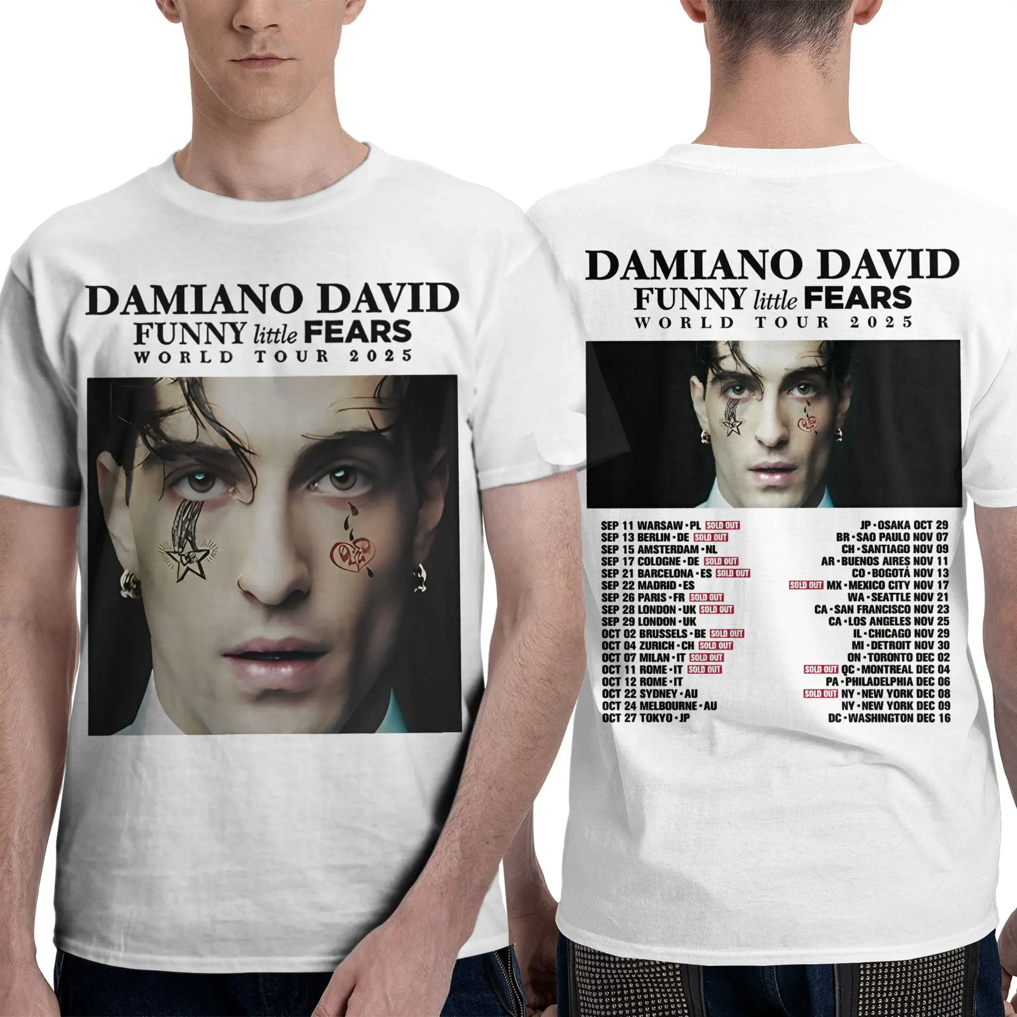 Новое поступление, мужская и женская рубашка DAMIANO DAVID Singer FUNNY Little FEARS Album Tour 2025, рубашка, одежда, футболка из 100% хлопка, одежда
Новое поступление, мужская и женская рубашка DAMIANO DAVID Singer FUNNY Little FEARS Album Tour 2025, рубашка, одежда, футболка из 100% хлопка, одежда