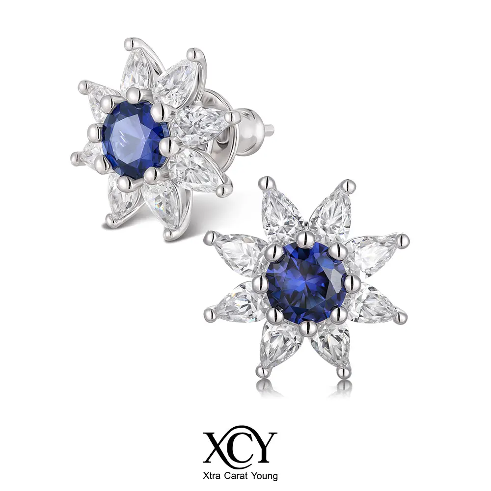 XCY Cubic Zircon Diamond Stud Earrings Flower Shaped 925 Silver Needle Simulated Sapphire Earrings Party Daily Wear Fine Jewelry
XCY Cubic Zircon Diamond Stud Earrings Flower Shaped 925 Silver Needle Simulated Sapphire Earrings Party Daily Wear Fine Jewelry