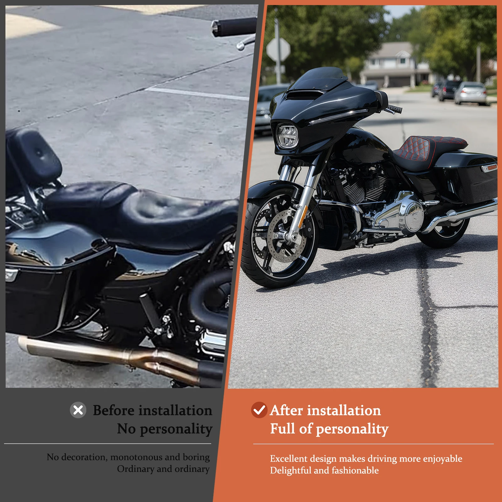 Motorcycles Rider Passenger Seat Stepped Type with Diamond Pattern Stitching for Harley Street Glide Ultra FLHXU CVO Road Glide
Motorcycles Rider Passenger Seat Stepped Type with Diamond Pattern Stitching for Harley Street Glide Ultra FLHXU CVO Road Glide