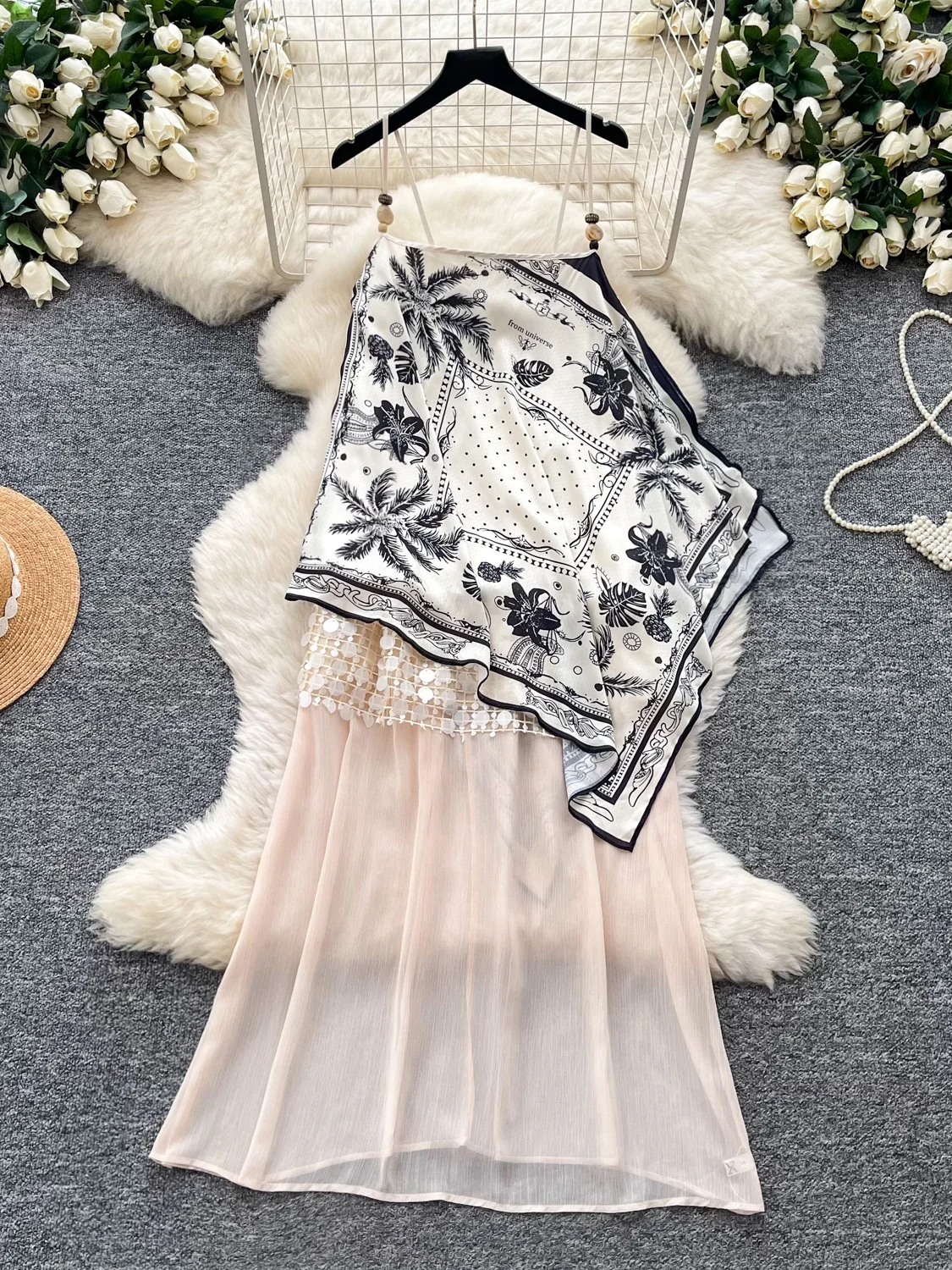 Summer Floral Print Splice Strap Dress Women's High Waist A-Line Skirt Commute Style Korean Version Vacation Atmosphere Light...
Summer Floral Print Splice Strap Dress Women's High Waist A-Line Skirt Commute Style Korean Version Vacation Atmosphere Light...