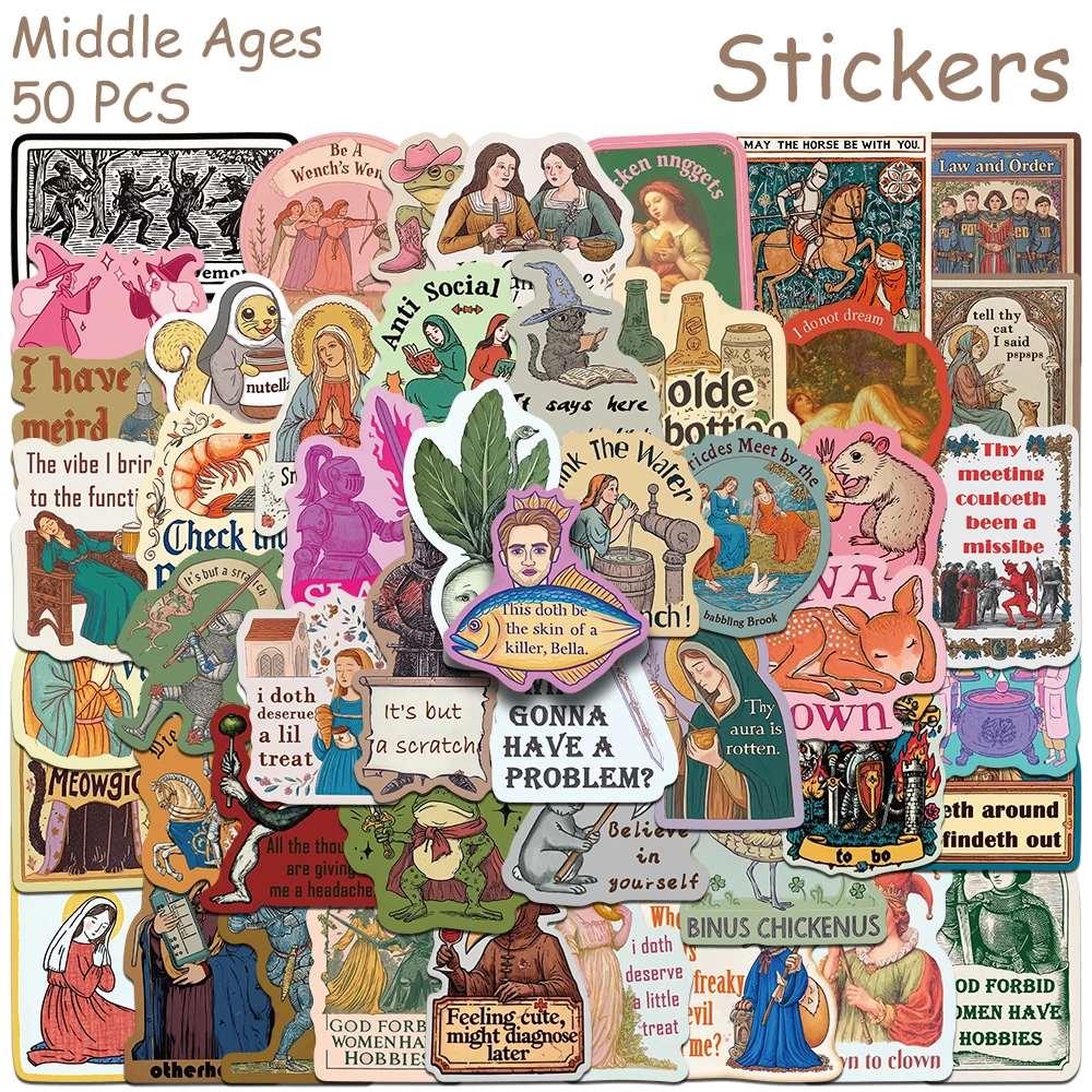 50pcs Retro Middle Ages Stickers Decals For Laptop Scrapbook Suitcase Skateboard Helmet DIY Graffiti Waterproof Stickers Gifts
50pcs Retro Middle Ages Stickers Decals For Laptop Scrapbook Suitcase Skateboard Helmet DIY Graffiti Waterproof Stickers Gifts
