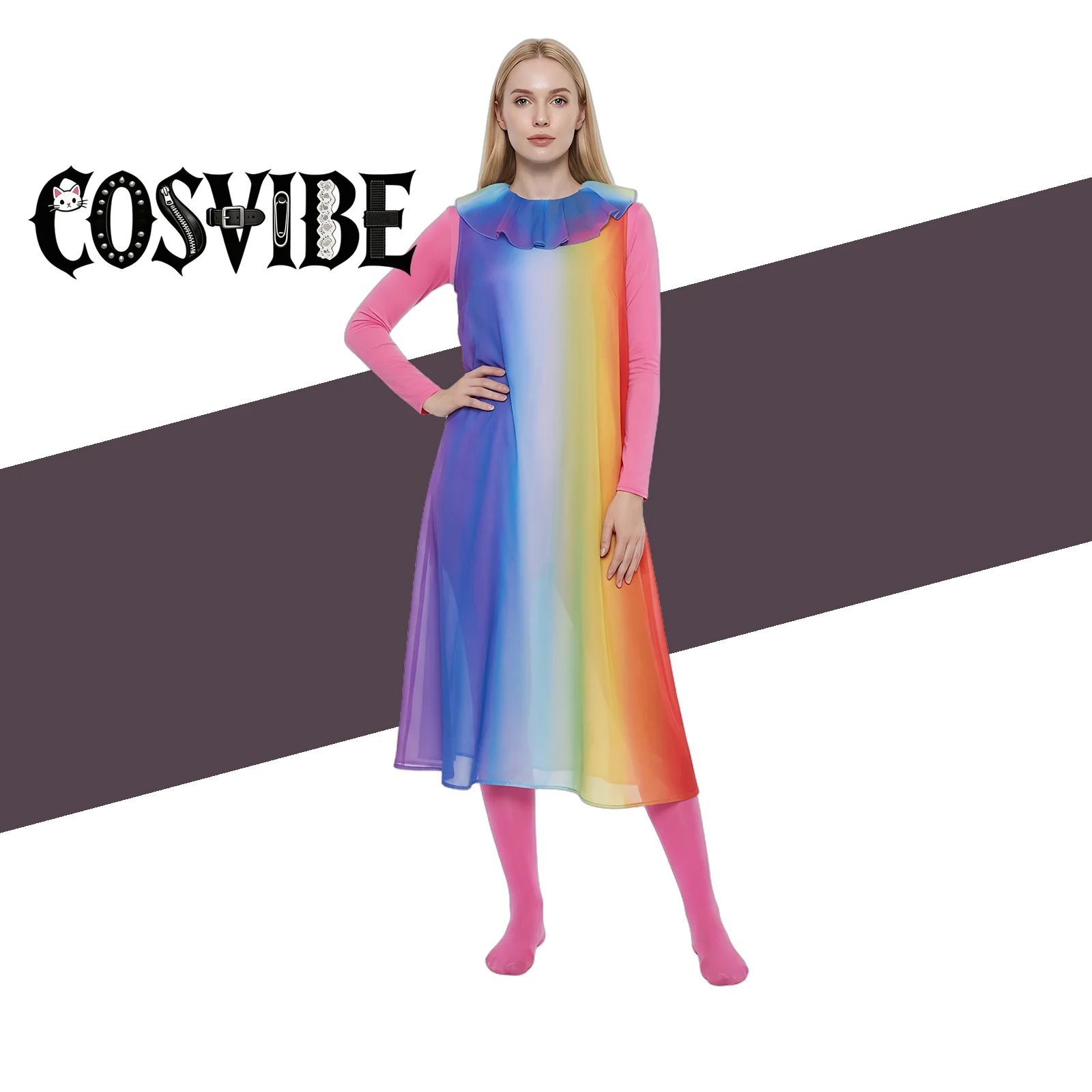 Women's High-Quality Arco Cosplay Rainbow Space Suit for Time Travel Adventure Movie Anime Outfit Comic Con Party
Women's High-Quality Arco Cosplay Rainbow Space Suit for Time Travel Adventure Movie Anime Outfit Comic Con Party