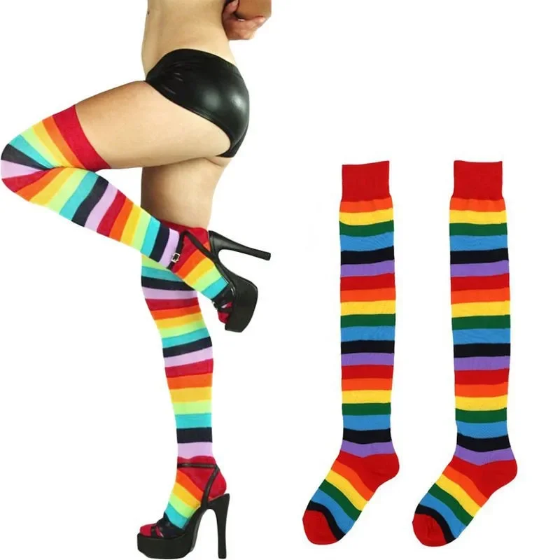 A Pair of Women's Knee-length Colorful Halloween Striped Rainbow High Stockings
A Pair of Women's Knee-length Colorful Halloween Striped Rainbow High Stockings