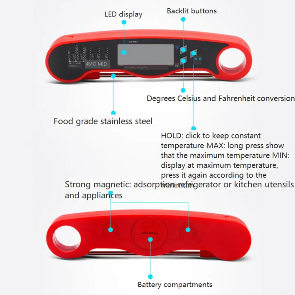 Food Thermometer Excellent Waterproof Magnetic Adsorption Digital Food Meat Temperature Tester Kitchen Accessories
Food Thermometer Excellent Waterproof Magnetic Adsorption Digital Food Meat Temperature Tester Kitchen Accessories