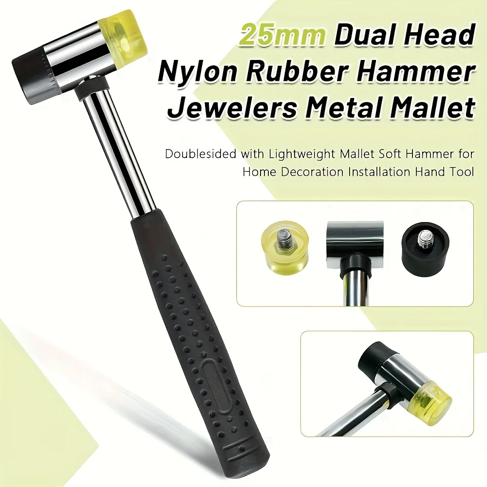 Rubber Hammer Dual-Head Mallet for Jewelry Making Soap Stamps Crafts Non-Slip Handle Wood Ring Sizer DIY Tool
Rubber Hammer Dual-Head Mallet for Jewelry Making Soap Stamps Crafts Non-Slip Handle Wood Ring Sizer DIY Tool