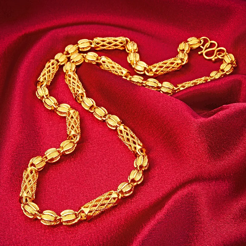 Luxury 24K 9999 Pure Gold real gold Men's Hollow Cylinder Necklace Cuban Necklace
Luxury 24K 9999 Pure Gold real gold Men's Hollow Cylinder Necklace Cuban Necklace