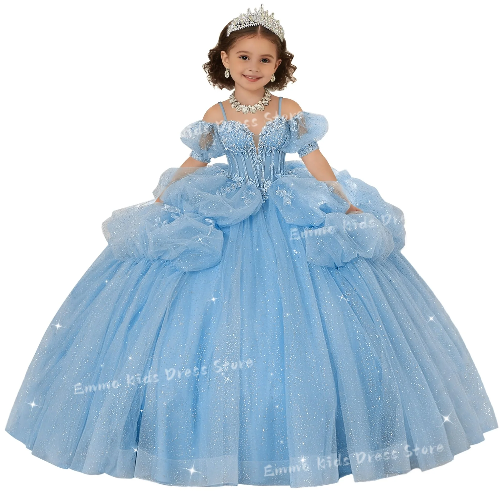 Custom Puff Sleeve Flower Girl Dress with Ruffle Lace Appliqué, Girls' Pageant 3D Flower Princess Communion Birthday Party Dress
Custom Puff Sleeve Flower Girl Dress with Ruffle Lace Appliqué, Girls' Pageant 3D Flower Princess Communion Birthday Party Dress