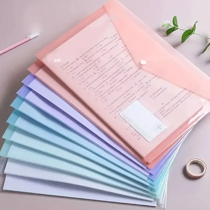 10PCS Transparent PP Plastic Envelope Reusable Waterproof Folder with A4 Size Button for School Office Supplies
10PCS Transparent PP Plastic Envelope Reusable Waterproof Folder with A4 Size Button for School Office Supplies