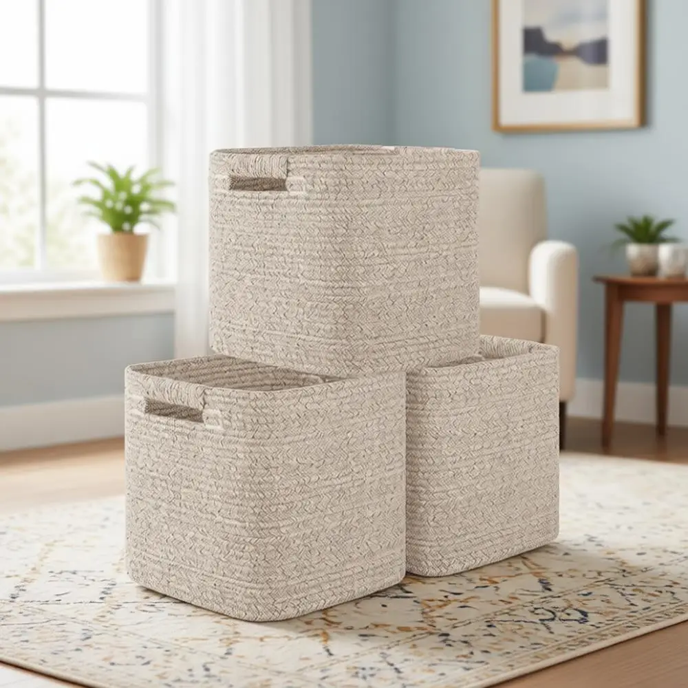 11 Inch 3-Piece Storage Cubes Set - Cotton Rope Woven Baskets for Organization, Ideal for Classroom, Kids Toys, and Nursery in B
11 Inch 3-Piece Storage Cubes Set - Cotton Rope Woven Baskets for Organization, Ideal for Classroom, Kids Toys, and Nursery in B
