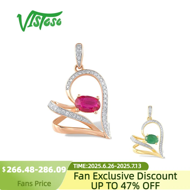 VISTOSO Authentic 14K 585 Rose Yellow Gold Pendant For Women Sparkling Diamond Ruby Emerald Sweet Heart Wedding Fine Jewelry
VISTOSO Authentic 14K 585 Rose Yellow Gold Pendant For Women Sparkling Diamond Ruby Emerald Sweet Heart Wedding Fine Jewelry