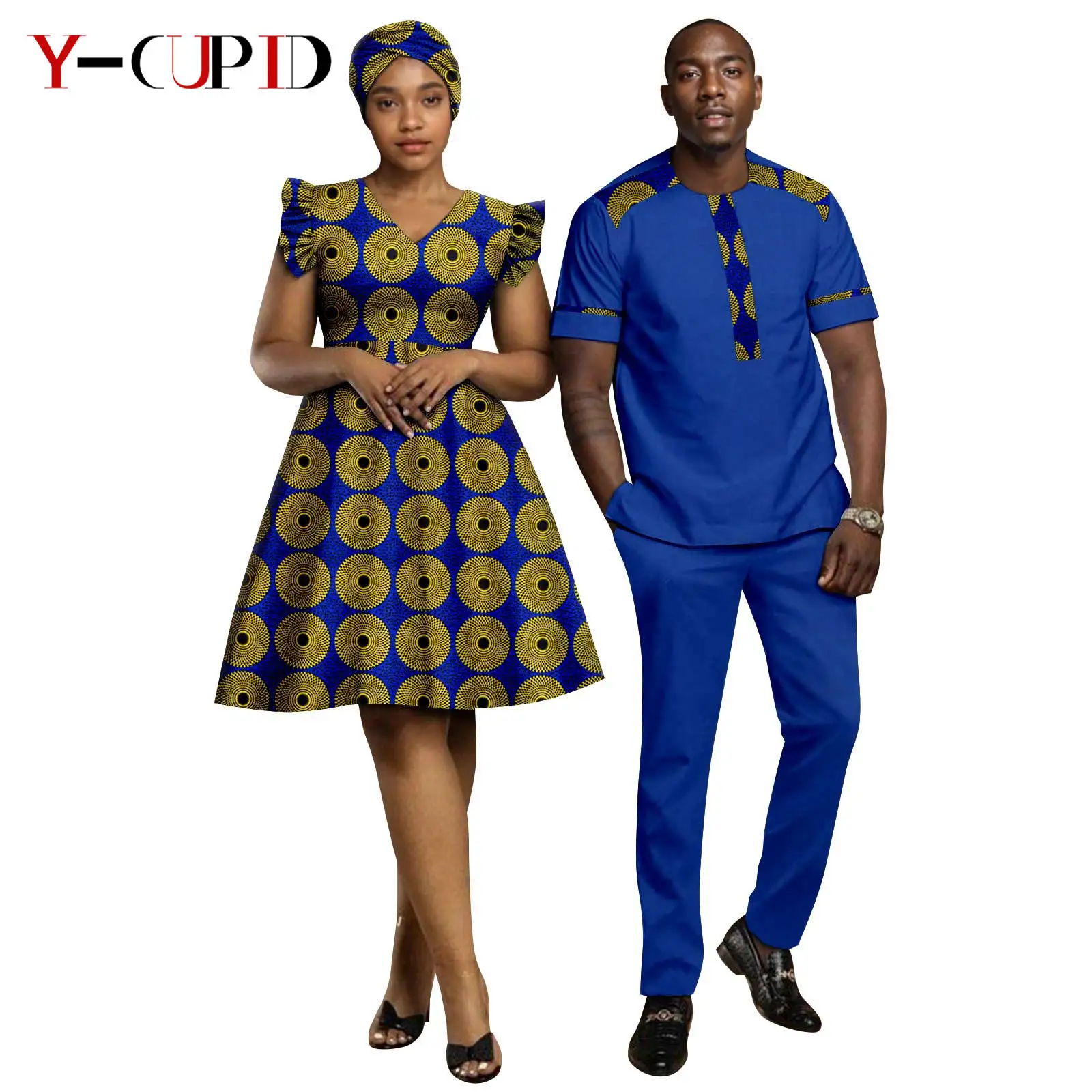 African Print Petal Sleeve Dresses for Women Matching Headwrap Couple Clothes Men Outfits Dashiki Top and Pant Sets 25C027
African Print Petal Sleeve Dresses for Women Matching Headwrap Couple Clothes Men Outfits Dashiki Top and Pant Sets 25C027