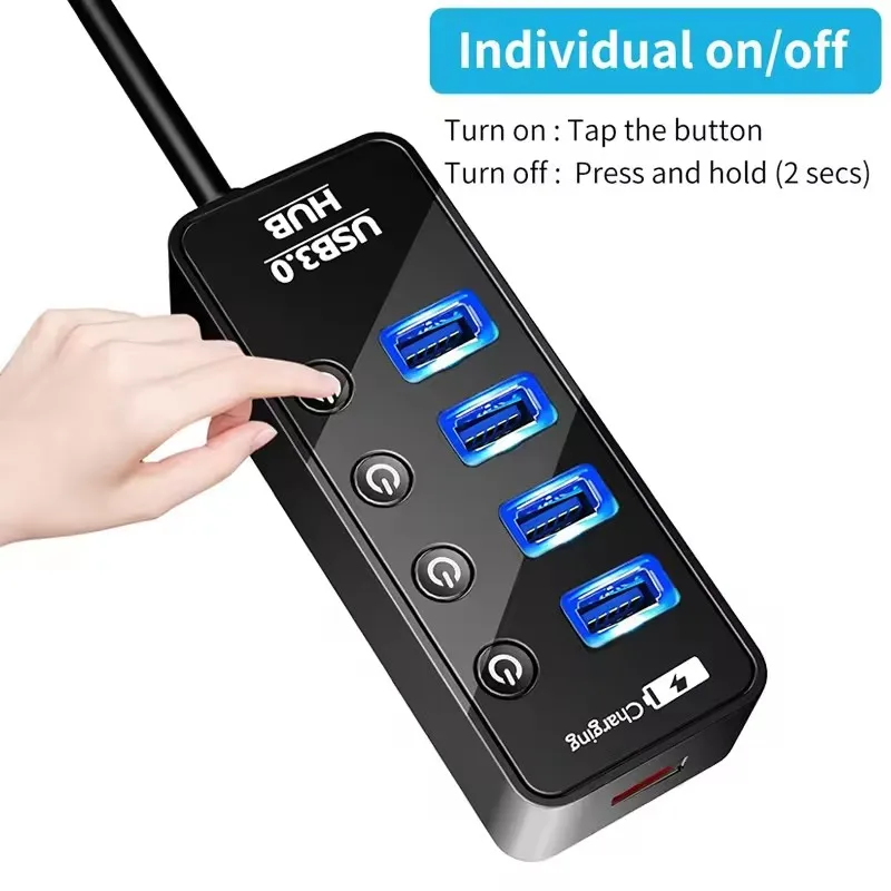 USB 3.0 HUB Адаптер питания 4-портовый мульти-USB-сплиттер с независимым переключателем Расширитель Высокоскоростной для компьютерных аксессуаров
USB 3.0 HUB Адаптер питания 4-портовый мульти-USB-сплиттер с независимым переключателем Расширитель Высокоскоростной для компьютерных аксессуаров