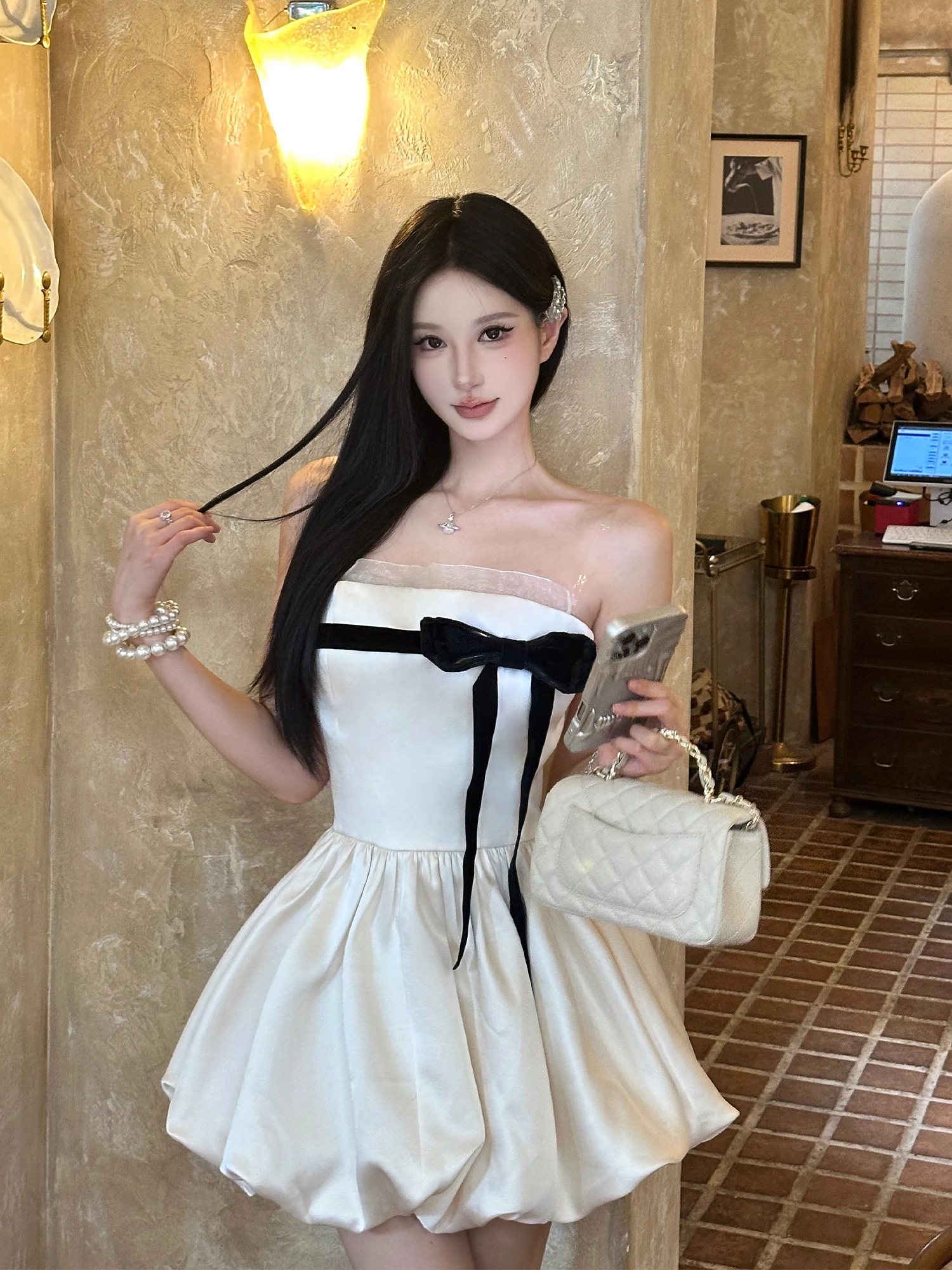 Knot Satin Bustier Dr Women's Waist Cinching Slimming Birthday Dr Puffy A-Line Skirt Sexy Princ Gown
Knot Satin Bustier Dr Women's Waist Cinching Slimming Birthday Dr Puffy A-Line Skirt Sexy Princ Gown
