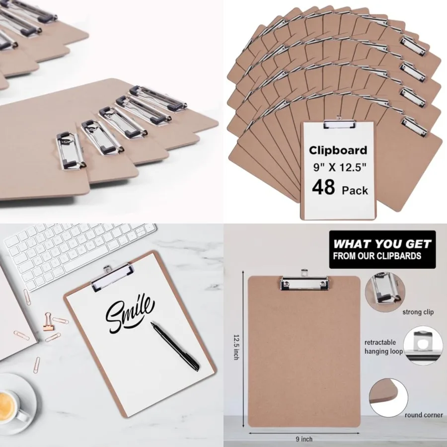 Clipboards Bulk, Hardboard Office Clipboards 48 Pack, 9 X 12.5 Inch Recycled Wood Clip Boards, Low Profile Clip Boards for Home
Clipboards Bulk, Hardboard Office Clipboards 48 Pack, 9 X 12.5 Inch Recycled Wood Clip Boards, Low Profile Clip Boards for Home