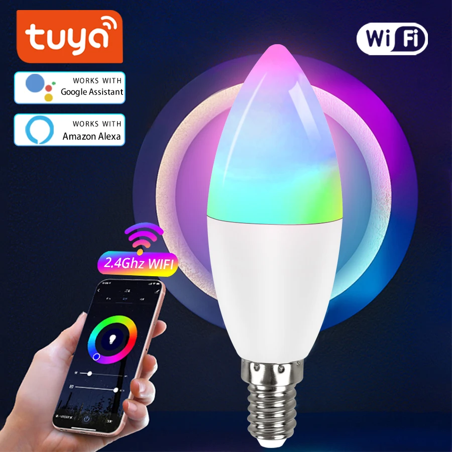 220V Tuya WiFi Smart Light Bulb 5W 7W 9W E14 Candle Light Smart Life APP Alexa Lamp Google Assistant Voice Control Home Lighting
220V Tuya WiFi Smart Light Bulb 5W 7W 9W E14 Candle Light Smart Life APP Alexa Lamp Google Assistant Voice Control Home Lighting