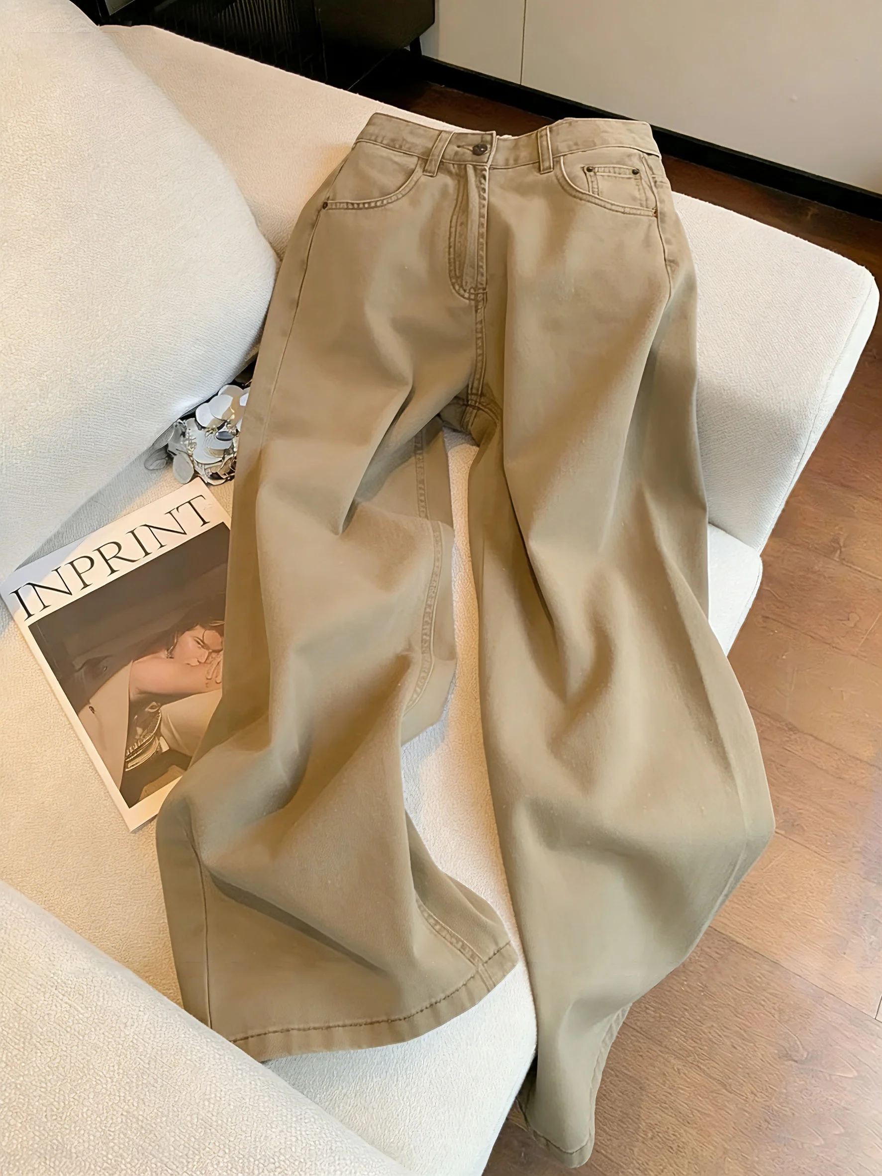 American Retro Khaki High Waist Straight Leg Casual Pants Men Women Spring Autumn Design Loose Wide Leg Pants Casual Style Pu...
American Retro Khaki High Waist Straight Leg Casual Pants Men Women Spring Autumn Design Loose Wide Leg Pants Casual Style Pu...