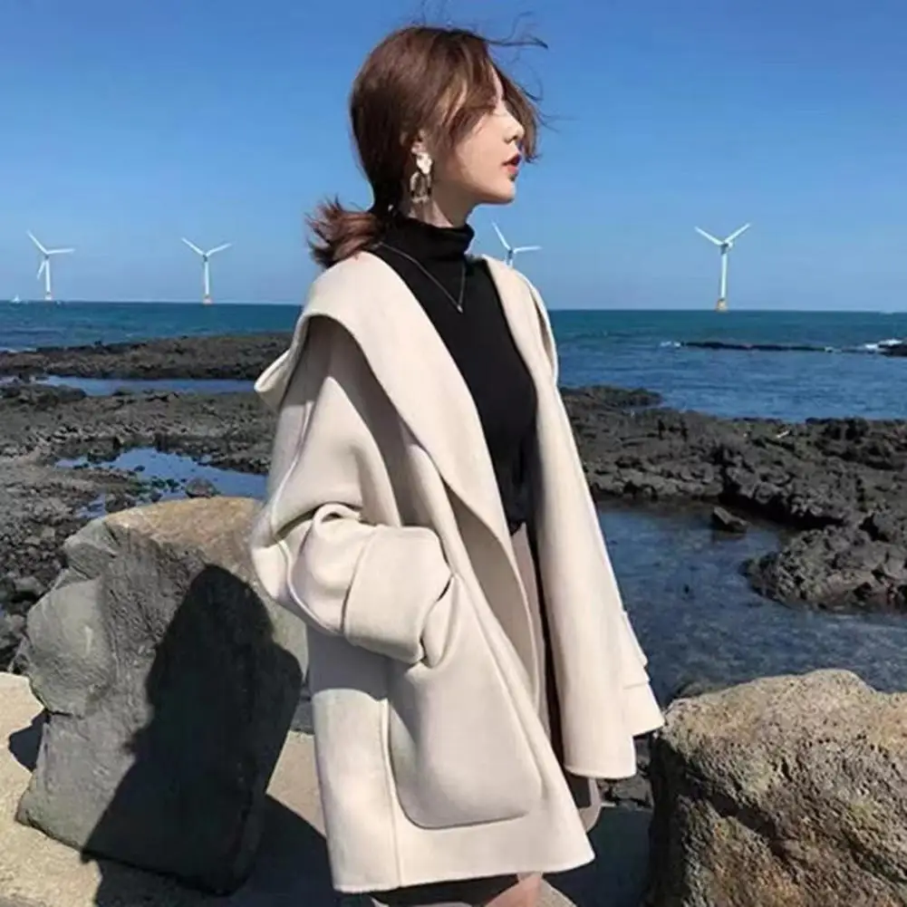 Women Long-sleeve Jacket Mid Length Hooded Women's Overcoat with Open Stitch Pockets Thickened Warm Winter Coat for Fall Solid
Women Long-sleeve Jacket Mid Length Hooded Women's Overcoat with Open Stitch Pockets Thickened Warm Winter Coat for Fall Solid