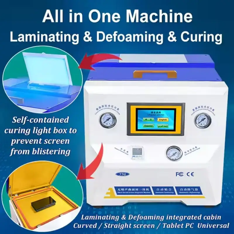 YYD curved screen press machine mobile phone vacuum fit defoaming curing all-in-one machine LCD screen replacement repair
YYD curved screen press machine mobile phone vacuum fit defoaming curing all-in-one machine LCD screen replacement repair