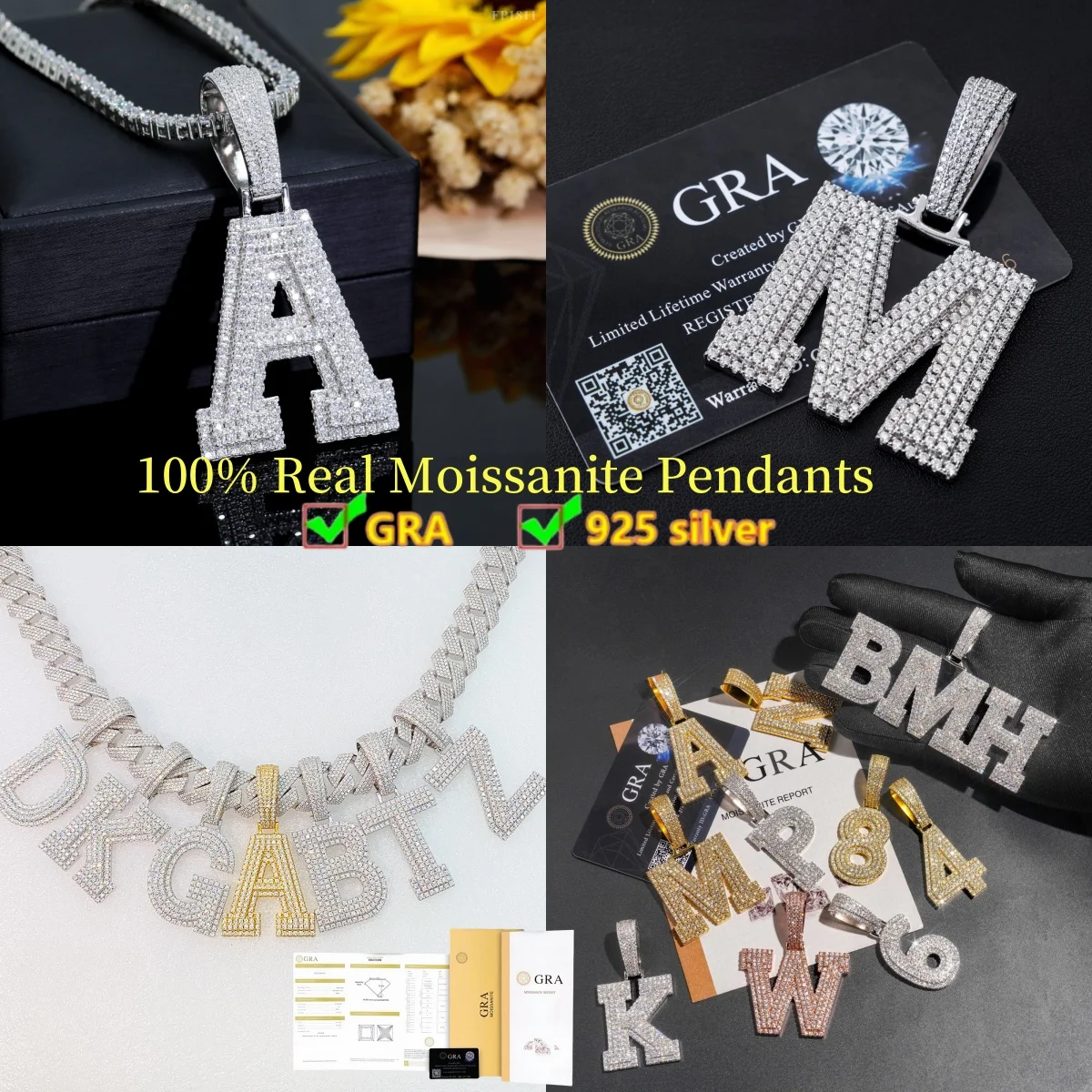 New D VVS1 Moissanite 26 Letters A~Z 925 Silver Pendant White Gold Plated Punk For Man anniversary Jewelry
New D VVS1 Moissanite 26 Letters A~Z 925 Silver Pendant White Gold Plated Punk For Man anniversary Jewelry