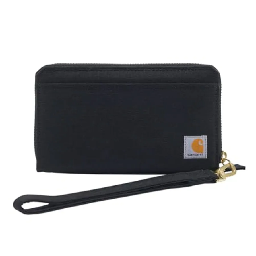 Women's clutch wallet for daily use, nylon duck fabric, black, lay-flat design with organized compartments
Women's clutch wallet for daily use, nylon duck fabric, black, lay-flat design with organized compartments