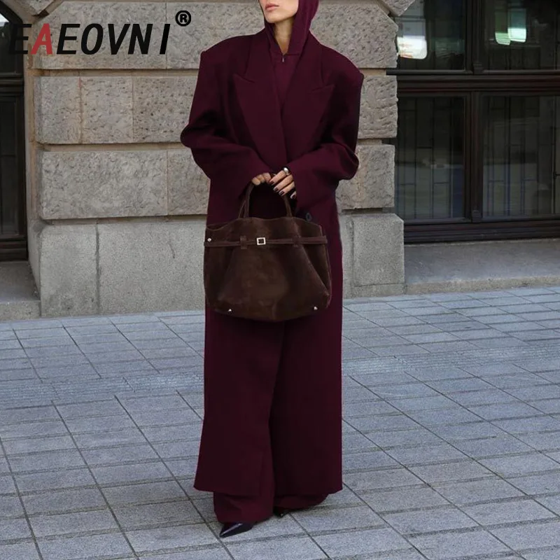 EAEOVNI красное модное шерстяное длинное пальто для женщин, осенне-зимняя двубортная куртка с зубчатым воротником, элегантная новинка 2025, 1A284
EAEOVNI красное модное шерстяное длинное пальто для женщин, осенне-зимняя двубортная куртка с зубчатым воротником, элегантная новинка 2025, 1A284