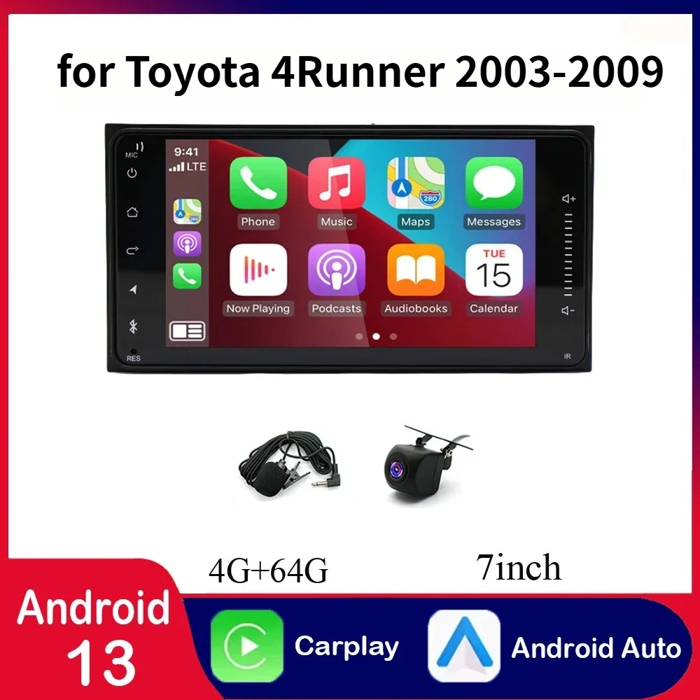 7in Dual-Touch Android13 Car Navigation Built-in Carplay+Android auto/4+64G+AHD Camera+Microphone For 4Runner 2003-2009
7in Dual-Touch Android13 Car Navigation Built-in Carplay+Android auto/4+64G+AHD Camera+Microphone For 4Runner 2003-2009