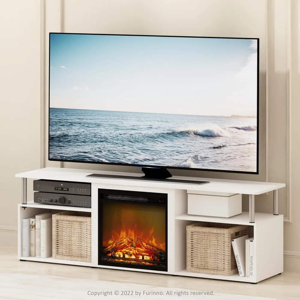 Jensen Open Storage Fireplace Entertainment Center for TV up to 70 Inch with Stainless Steel Tubes, White Oak/Chrome
Jensen Open Storage Fireplace Entertainment Center for TV up to 70 Inch with Stainless Steel Tubes, White Oak/Chrome