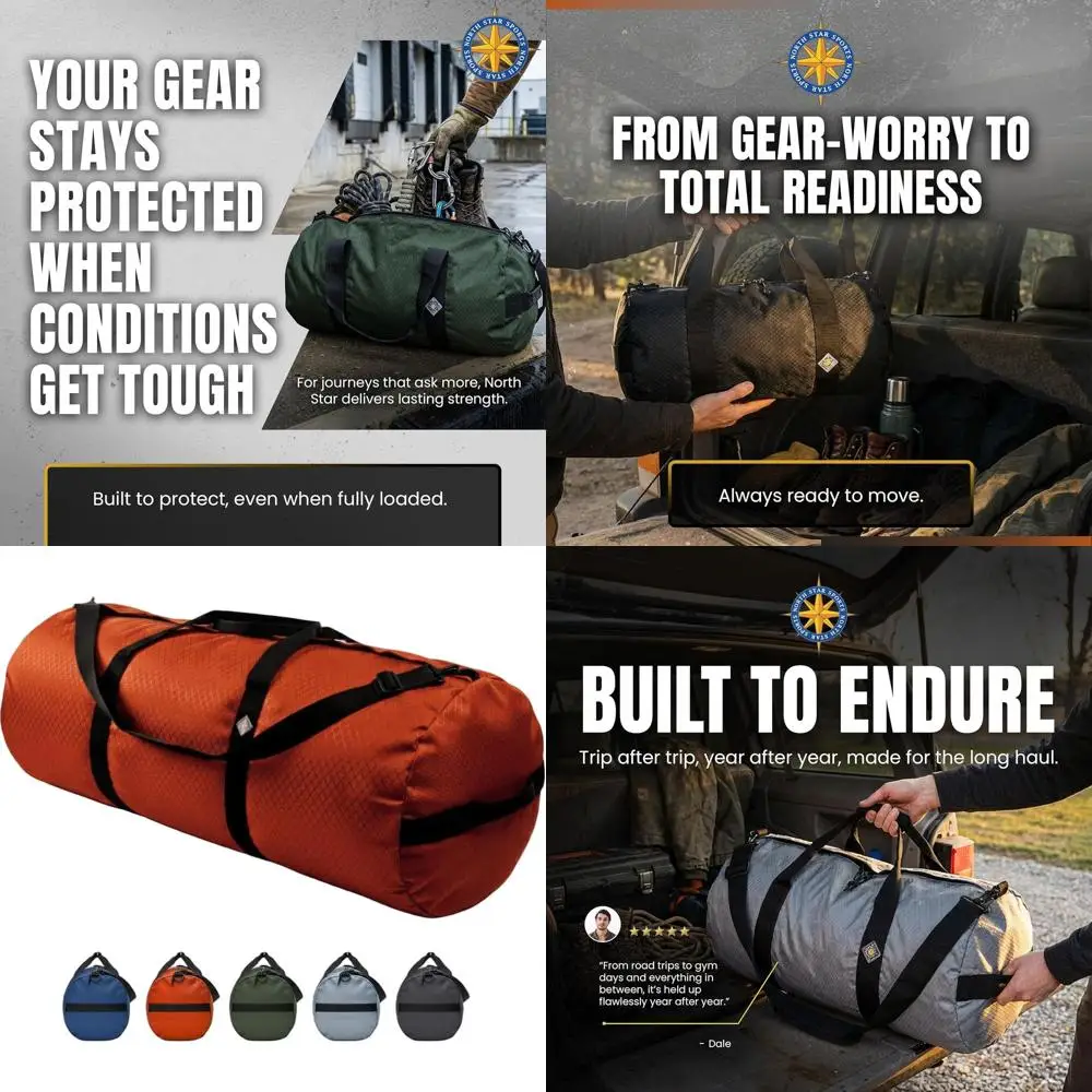 Large Ripstop Duffel Bag - XL, Ultra Durable & Tear Resistant, Weatherproof, Packable for Travel (18 x 42, 175L, Orange)
Large Ripstop Duffel Bag - XL, Ultra Durable & Tear Resistant, Weatherproof, Packable for Travel (18 x 42, 175L, Orange)