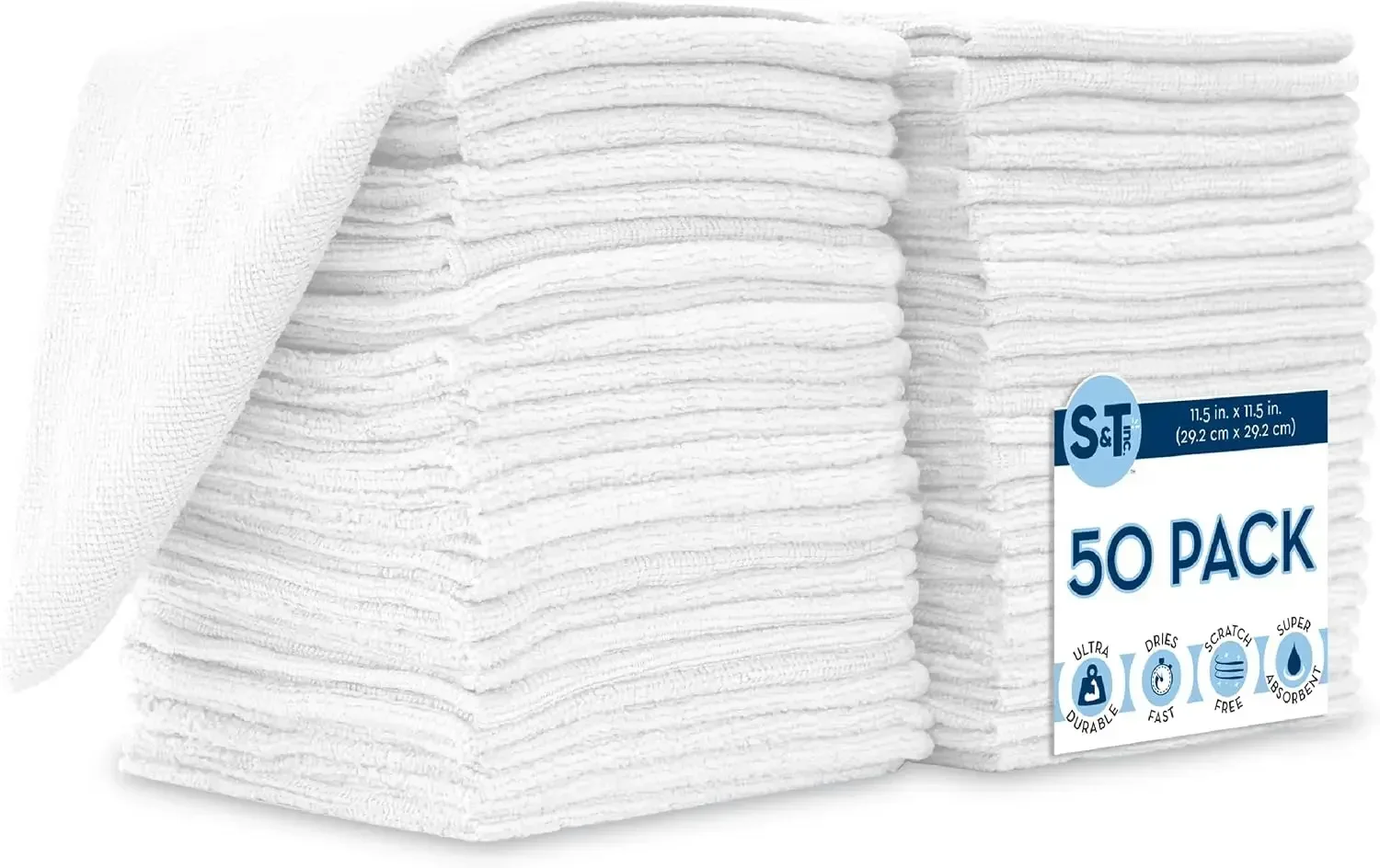 S&T INC. 50 Pack Microfiber Cleaning Cloth, Bulk Towels for Home, Reusable Microfiber Towels for Cars, Cleaning Rags, White, 11.5 Inches x 11.5 Inches, 50 Count
S&T INC. 50 Pack Microfiber Cleaning Cloth, Bulk Towels for Home, Reusable Microfiber Towels for Cars, Cleaning Rags, White, 11.5 Inches x 11.5 Inches, 50 Count