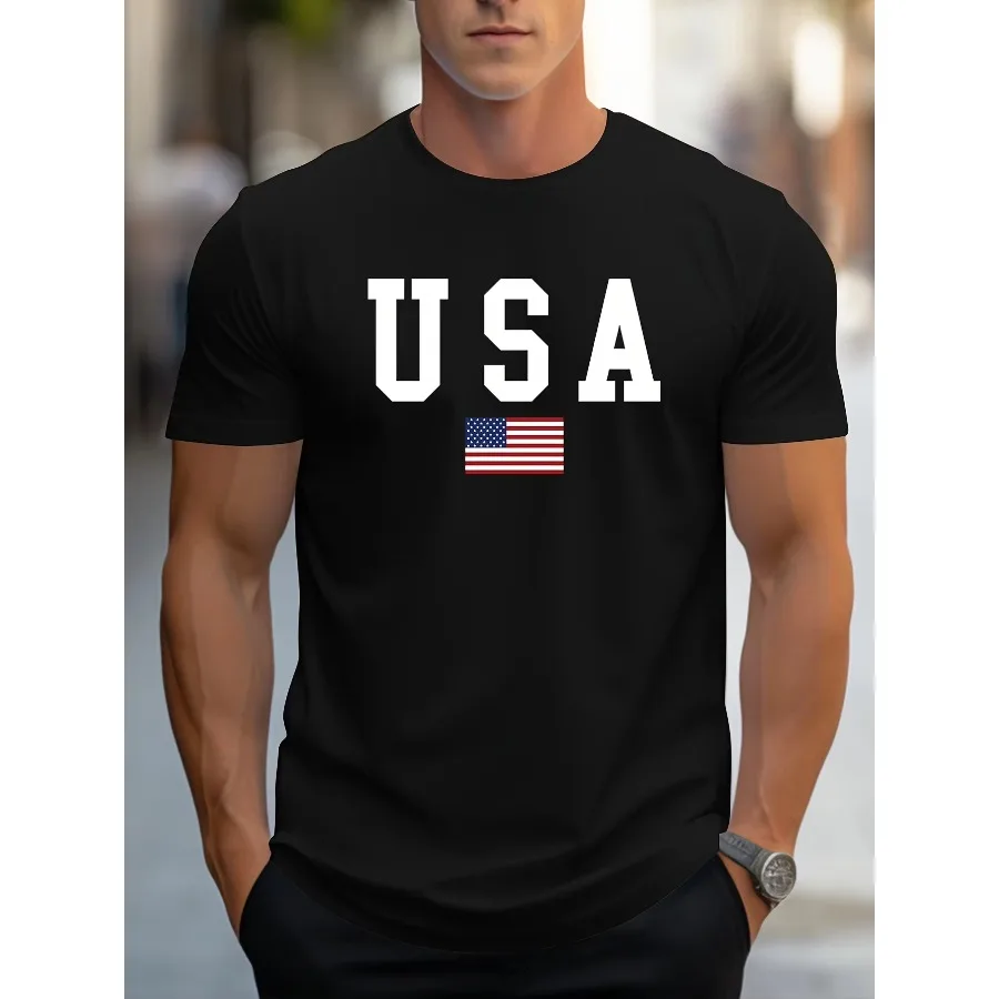 Men's 100% cotton summer loose version American print casual round neck short-sleeved top simple
Men's 100% cotton summer loose version American print casual round neck short-sleeved top simple