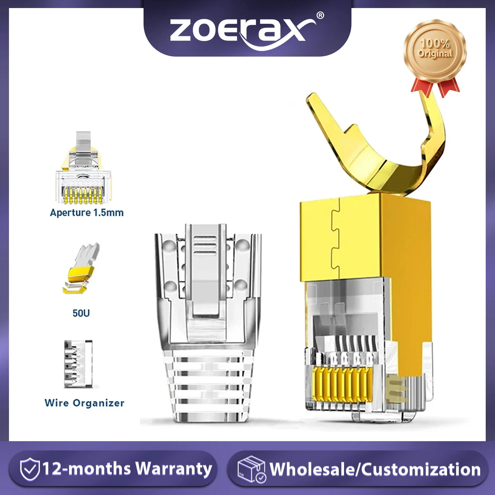 Разъем ZoeRax CAT8 CAT7 CAT6A, непрощенные сквозные разъемы RJ45, 3-контактный, позолоченный на 50 мкг, с ботинками для снятия натяжения
Разъем ZoeRax CAT8 CAT7 CAT6A, непрощенные сквозные разъемы RJ45, 3-контактный, позолоченный на 50 мкг, с ботинками для снятия натяжения