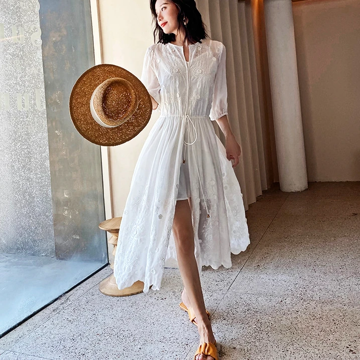 TEELYNN Vintage Elegant Floral Embroidery Dresses for Women Robe White Cotton Lace Dress Summer Boho Beach Ladies Party Vestidos
TEELYNN Vintage Elegant Floral Embroidery Dresses for Women Robe White Cotton Lace Dress Summer Boho Beach Ladies Party Vestidos