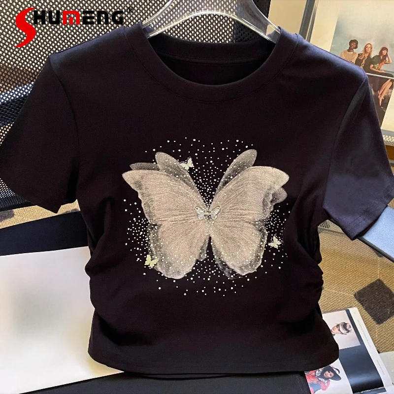 Women's 2025 Summer New Fashion Niche Slim-fitting Versatile Short Waist-tight Tops Hot Diamond Butterfly Short-sleeve T-shirts
Women's 2025 Summer New Fashion Niche Slim-fitting Versatile Short Waist-tight Tops Hot Diamond Butterfly Short-sleeve T-shirts