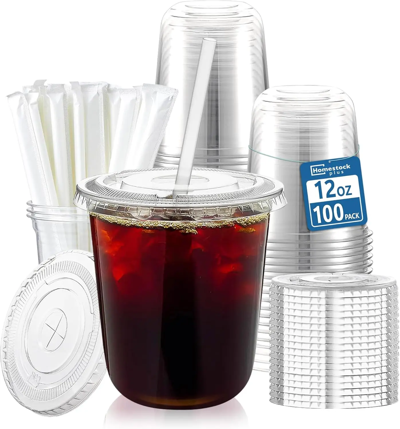 100 Pack 12 oz BPA-Free Clear Plastic Cups with Lids and Straws - Leak-Proof Disposable Straw Cups, Iced Coffee Cups for
100 Pack 12 oz BPA-Free Clear Plastic Cups with Lids and Straws - Leak-Proof Disposable Straw Cups, Iced Coffee Cups for