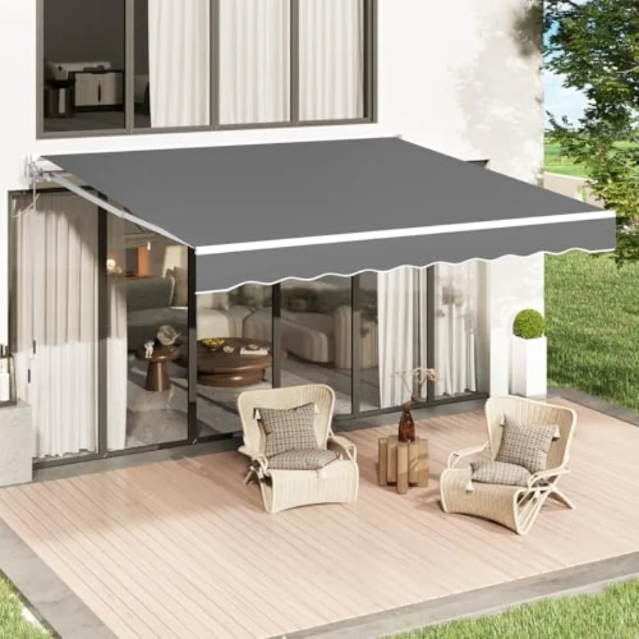 Retractable Awning for Patio, Water-Resistant Polyester, Grey, Manual Crank Handle Sun Shade Shelter for Deck, Home, Backyard,
Retractable Awning for Patio, Water-Resistant Polyester, Grey, Manual Crank Handle Sun Shade Shelter for Deck, Home, Backyard,